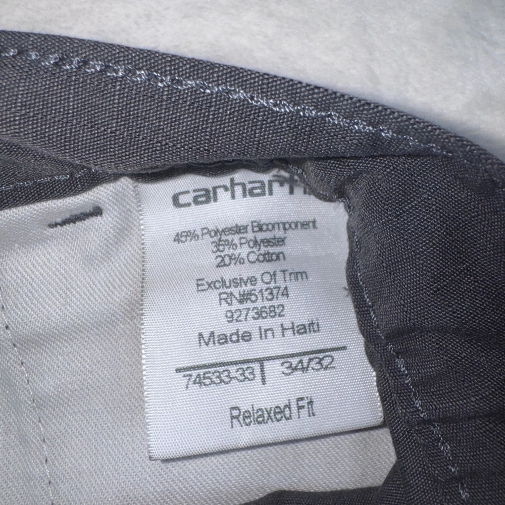 Carhartt Work Pants Men 34x32 Dark Navy Relaxed Fit Ripstop Utility Trousers - Picture 5 of 7